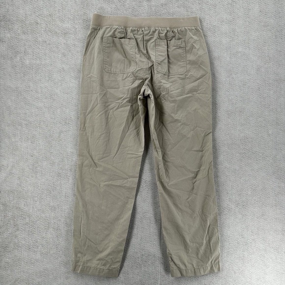 Talbots Pants Womens 8 Elastic Waist Pull Up Cotton Roll Cuff Tan Khaki Cargo - Picture 2 of 13